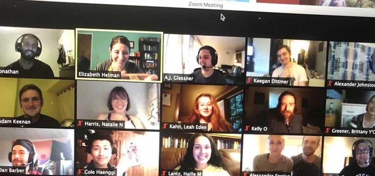 Cast of Macbeth rehearses remotely via Zoom
