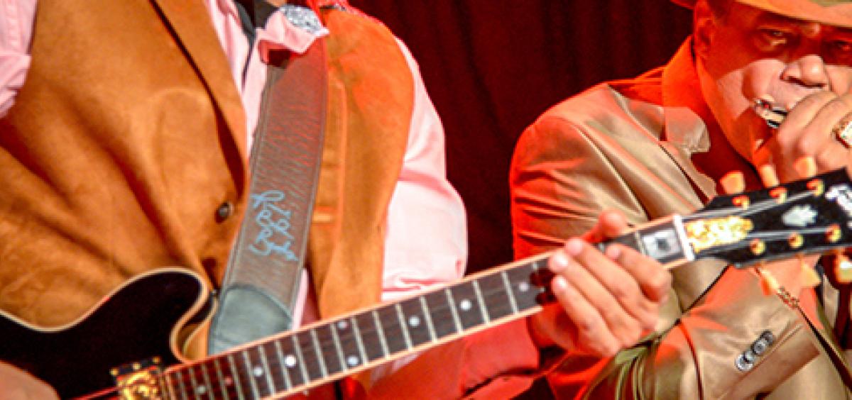 Ronnie Baker Brooks and Billy Branch perform in the Chicago blues style