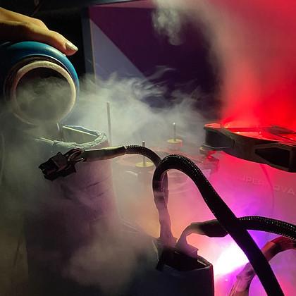 High-performance custom cryogenic computer built by OSU Overclocking. Photo provided by Josh Gess, OSU College of Engineering.