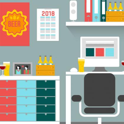 Graphic image of beer in workplace 