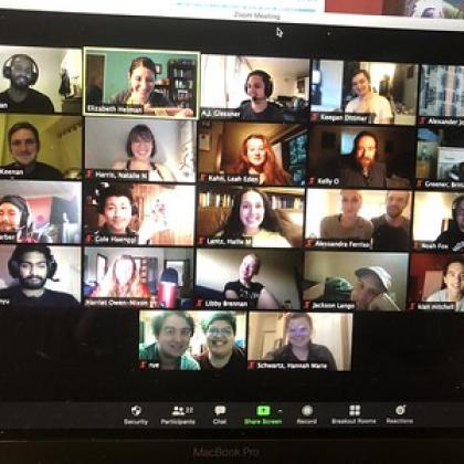 Cast of Macbeth rehearses remotely via Zoom