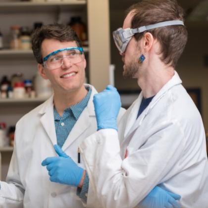 Ryan Mehl, left, in lab