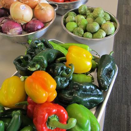 Stock image of vegetables on counter