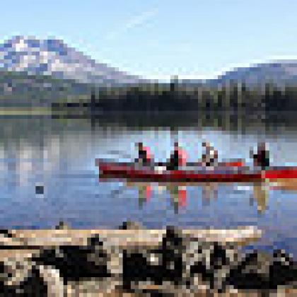 Tourists in canoe