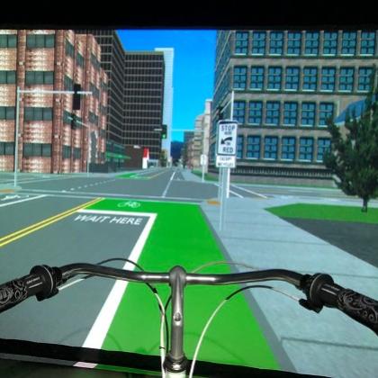 Depiction of a bike box